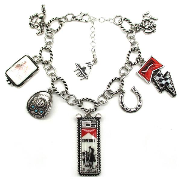 WESTERN COWBOY THEME CHARM  BRACELET