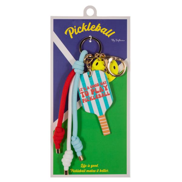 PATTERNED LEATHER PICKLEBALL W/ ROPE BAG CHARM