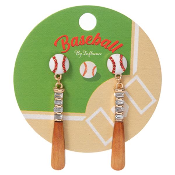 BOW W/ PUFFY BASEBALL HYPOALLERGENIC TITANIUM EARRING