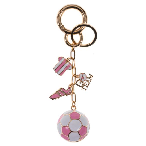 PUFFED SOCCER BALL W/ SOCCER BALL THEMED CHARM KEYCHAIN