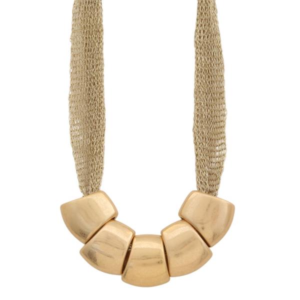 MESH METAL MULTI RING STATEMENT NECKLACE
