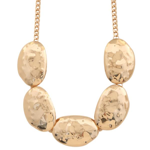 SDJE METAL TEXTURED STATEMENT NECKLACE