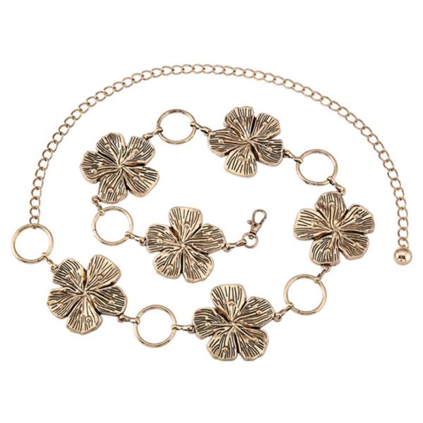 METAL FLOWER LINK CHAIN BELT