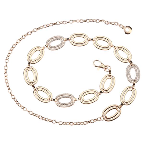 RHINESTONE METAL OVAL LINK CHAIN BELT