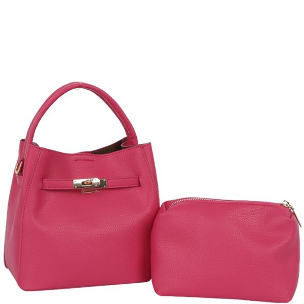 2IN1 TEXTURED BUCKET BAG W POUCH SET
