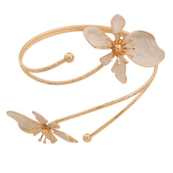 METAL FLOWER ARM CUFF BRACELET