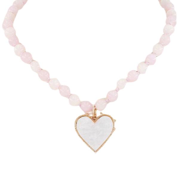 BEADED HEART PENDANT NECKLACE