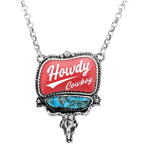 WESTERN HAND STONE W/ PRINT NECKLACE