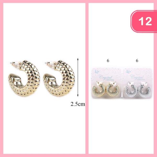 TEXTURED HUGGIE HOOP EARRING (12 UNITS)