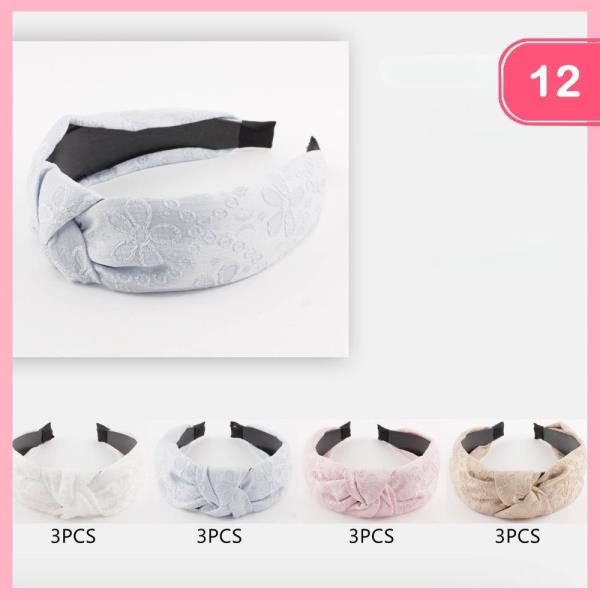 FLOWER PATTERN KNOTTED HEADBAND (12 UNITS)
