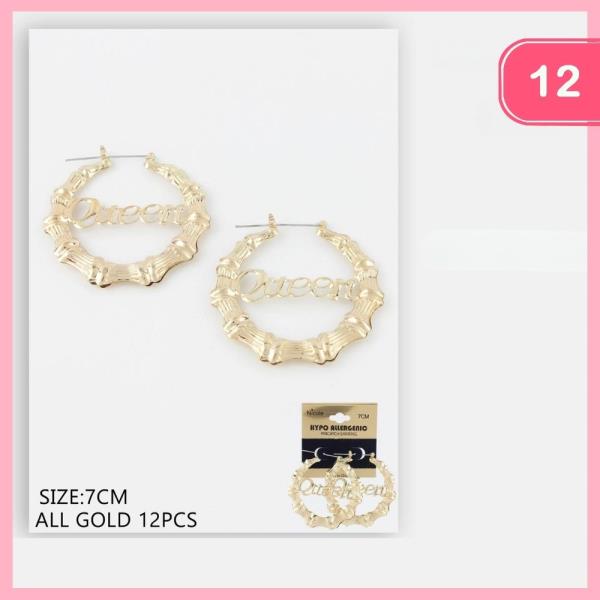 BAMBOO QUEEN HOOP EARRING (12 UNITS)