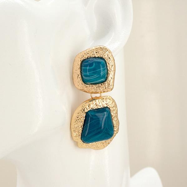STONE DOUBLE DROP EARRING