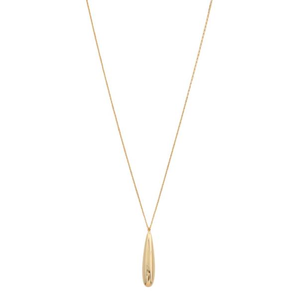 METAL TEARDROP PENDANT LONG NECKLACE
