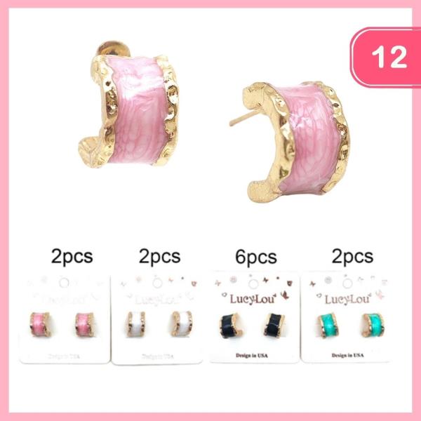 CHUNKY ENAMEL POST HOOP EARRING (12 UNITS)