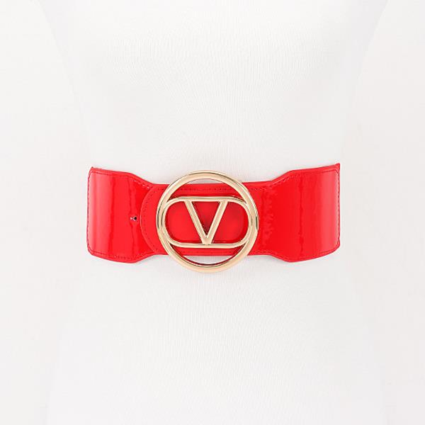VEGAN LEATHER METAL BUCKLE ELASTIC BELT