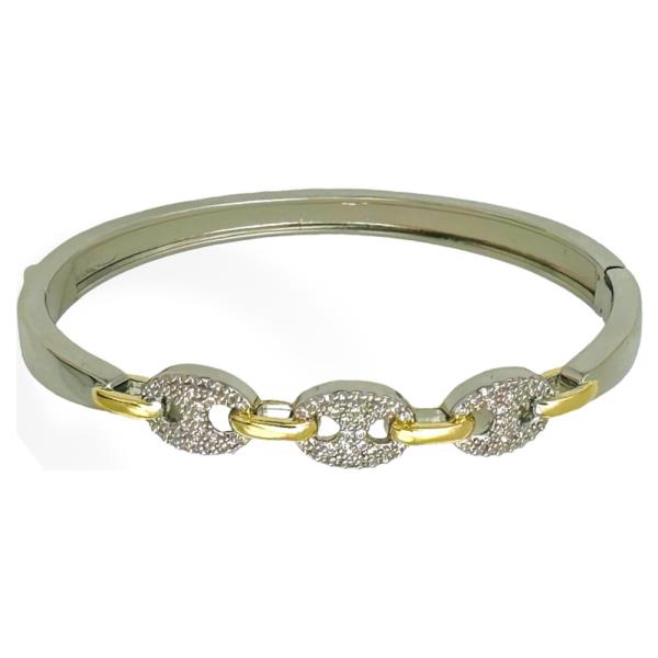 TWO TONE OVAL PAVE CZ BRACELET