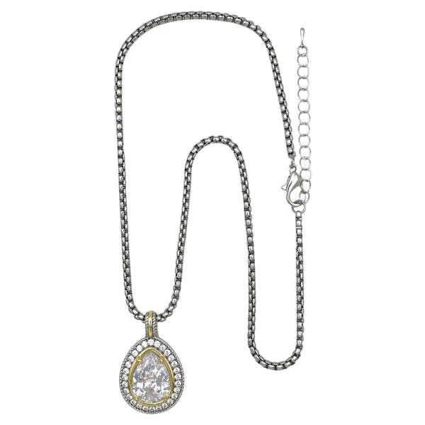CZ  PEAR CLEAR PENDANT NECKLACE