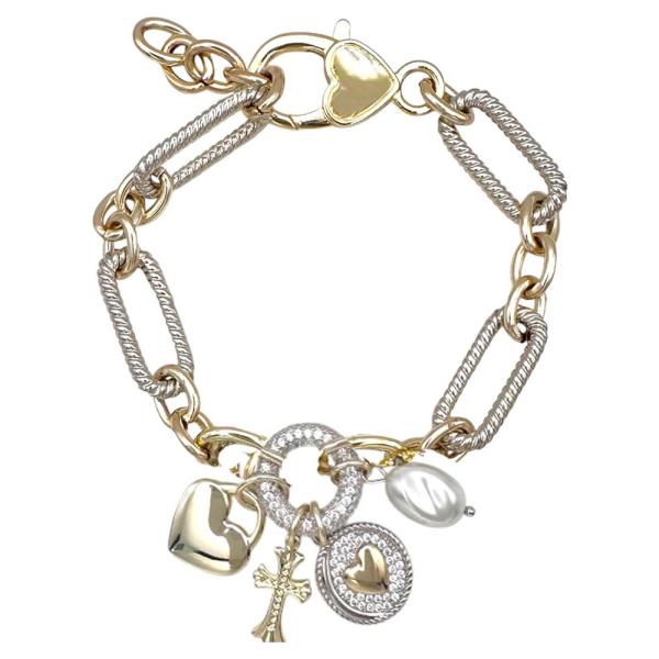 CZ PAVE CROSS CHARM BRACELET