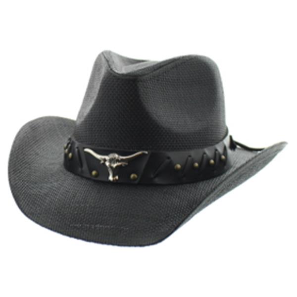WESTERN BULL HEAD STUD BAND COWBOY HAT