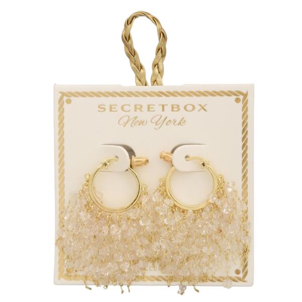 SECRET BOX GOLD DIPPED CRYSTAL CHANDLIER 16MM HOOP EARRING