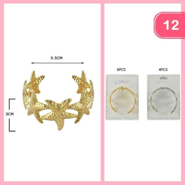 STAR CUFF OPEN METAL BRACELET (12 UNITS)