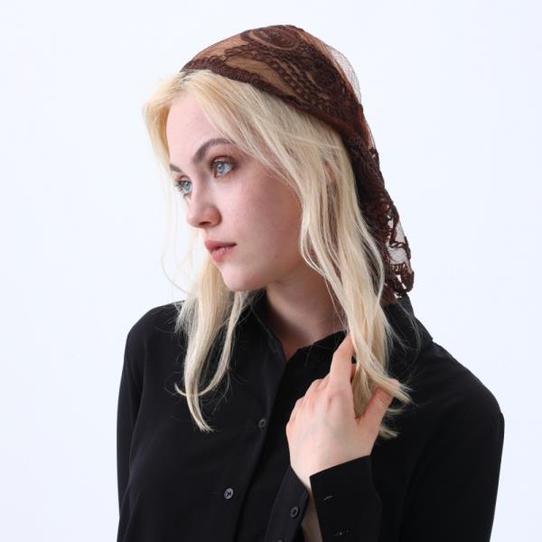 BOHO SHEER LACE HEADSCARF RETRO EMBROIDED TRIANGLE HAIR SCARF