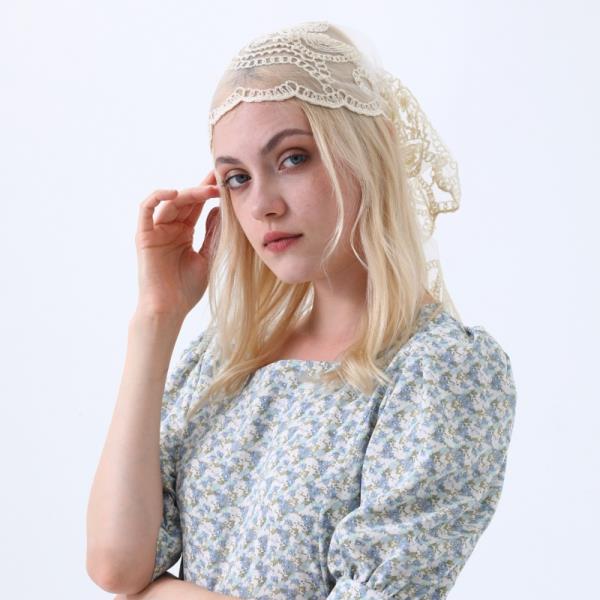 BOHO SHEER LACE HEADSCARF RETRO EMBROIDED TRIANGLE HAIR SCARF