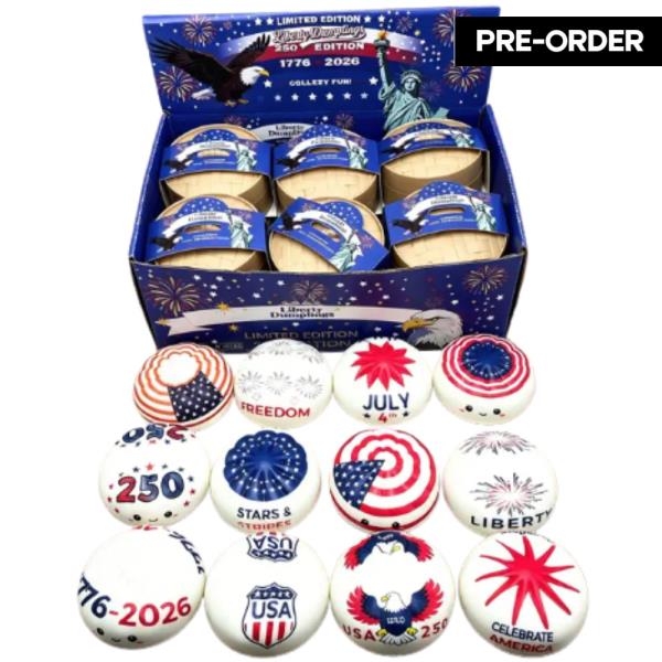 ETA-5/31 USA AMERICAN 1776-2026 GALAXY PUFF PATRIOTIC SQUISHY SQUEEZE BALL TOY
