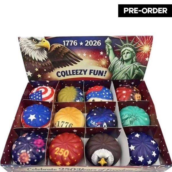 ETA-5/31 COLLEEZY FUN USA AMERICAN PATRIOTIC SQUISHY SQUEEZE BALL TOY (12 UNITS)