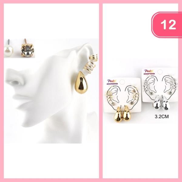 TEARDROP CUFF POST EARRINGS SET (12 UNITS)