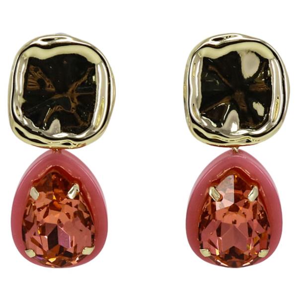 CRYSTAL STONE TEARDROP STUD EARRING