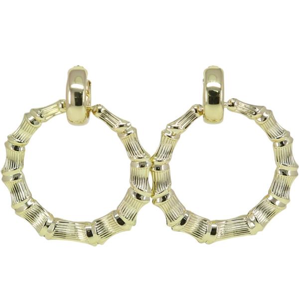 BAMBOO METAL ROUND DANGLE EARRING