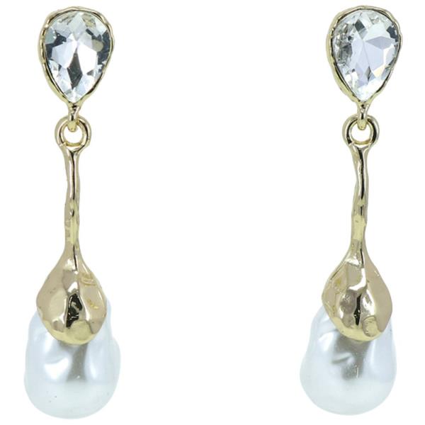 PEARL CRYSTAL STONE DANGLE EARRING