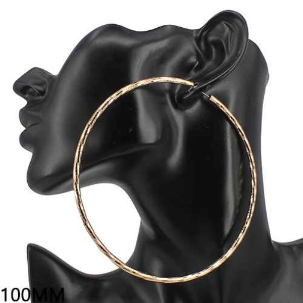 100MM METAL TEXTURED HOOP EARRING