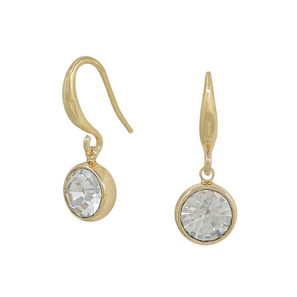 CZ STONE ACCENT FISH HOOK EARRINGS
