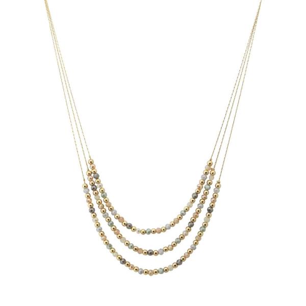 BEAD MULTI STRAND LAYERED NECKLACE
