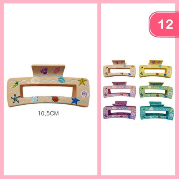 SEA LIFE PRINT HAIR CLAW CLIP (12 UNITS)
