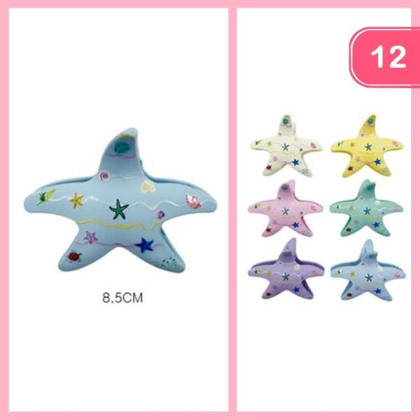 STFISH SEA LIFE PRINT HAIR CLAW CLIP (12 UNITS)