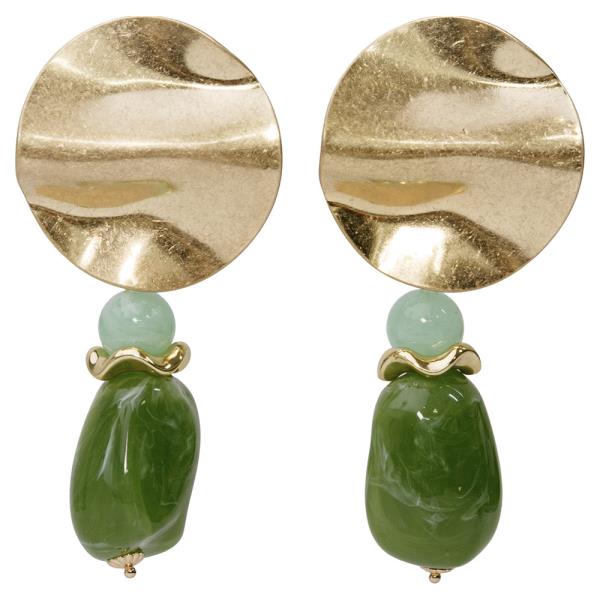 WAVY GOLD TWO TONE BEAD EARRINGS