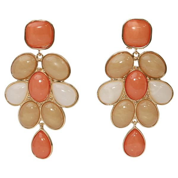 FLOWER RESIN STONE DANGLE EARRING