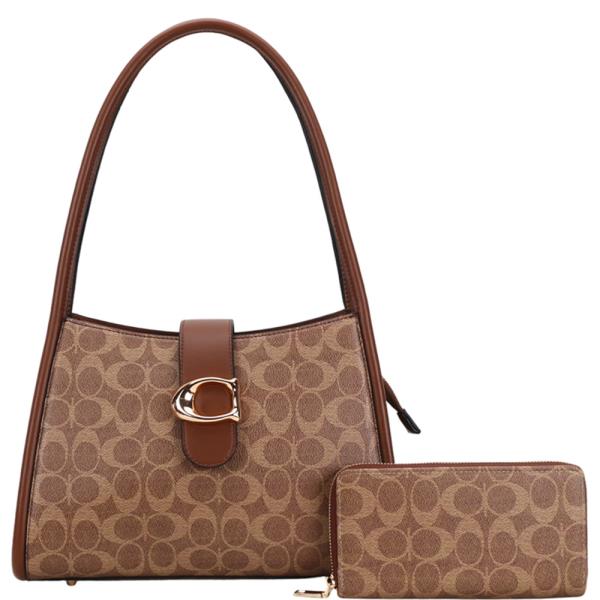 2IN1 GEOMETRIC PRINT POUCH SHOULDER BAG SET