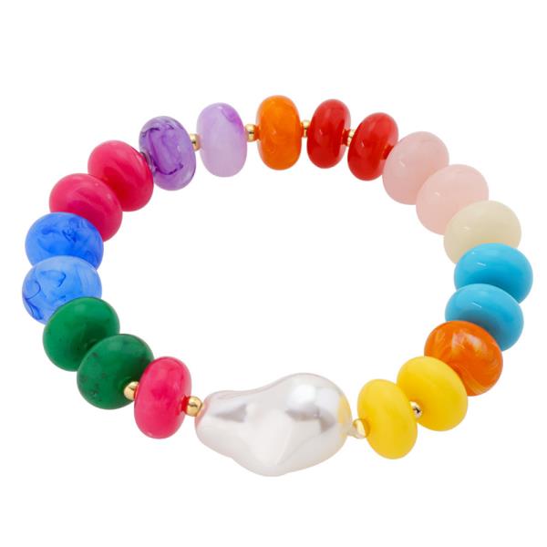 CANDY BEADED PEARL STRETCH BRACELET