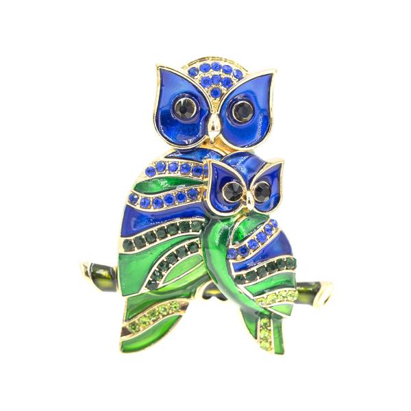OWL MOM AND BABY BROOCH