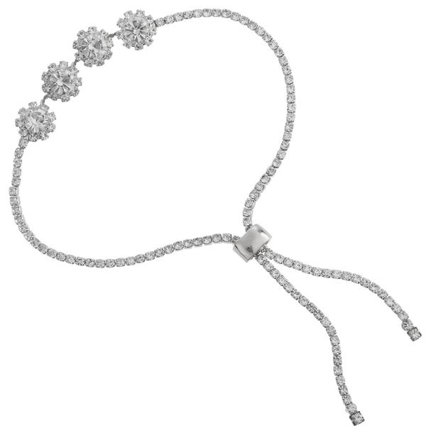 RHINESTONE FLOWER SLIDE BRACELET