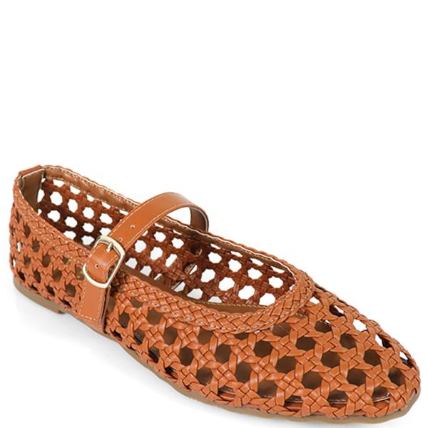 WOVEN DESIGN MARY JANE FLATS