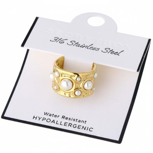 STAINLESS STEEL PEARL STUD OPEN RING