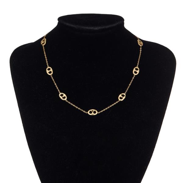 STAINLESS STEEL BUTTON NECKLACE