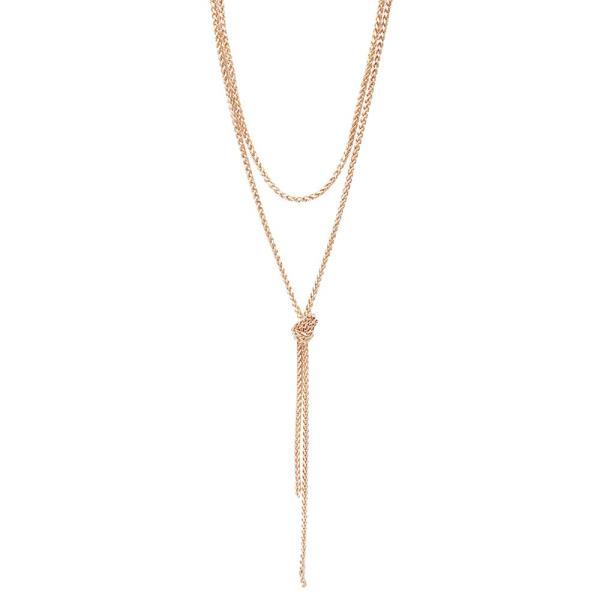 METAL CHAIN KNOT Y LAYERED NECKLACE