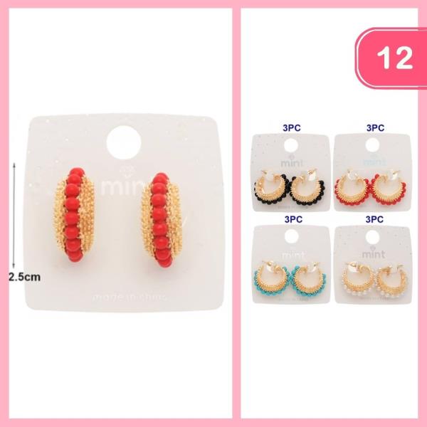 METAL BEAD HOOP EARRING (12 UNITS)