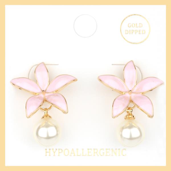EPOXY PEARL FLOWER POST EARRING